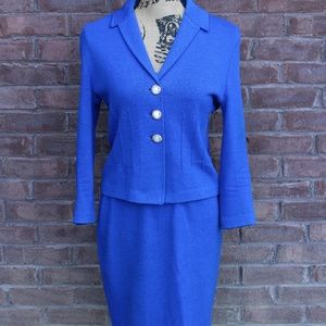 St John Size 2 Royal Blue Skirt Suit